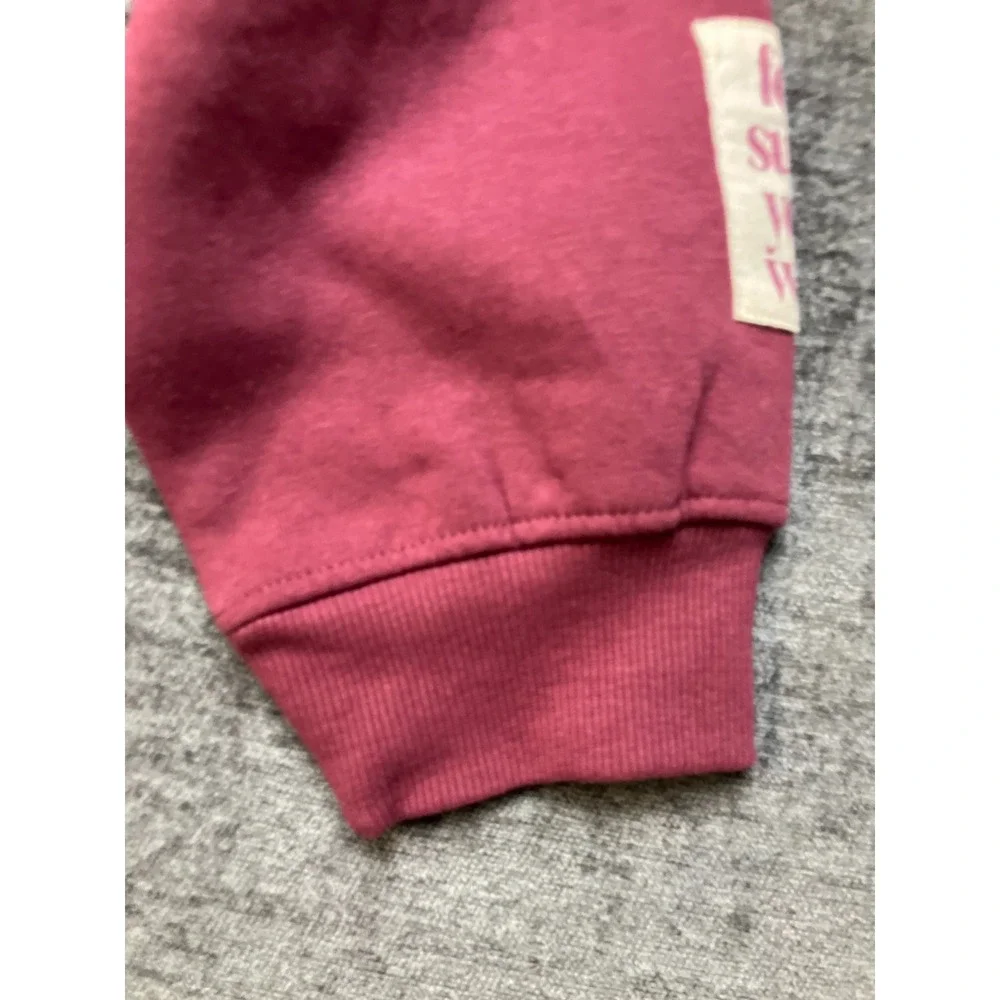Zara 2-Piece Track Set Girls 13-14Y Burgundy Spellout Random Answer Fleece Lined